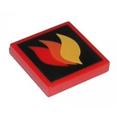 Part 3068bpb0074 Red Tile 2 x 2 with Classic Fire Logo Large Pattern 